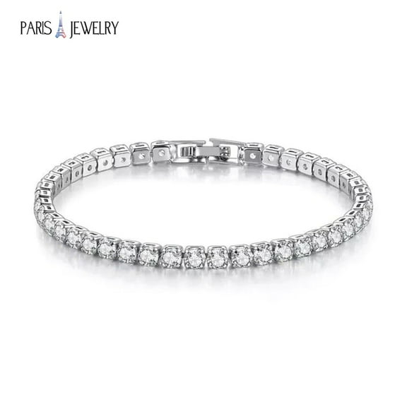 Paris Jewelry 14K White Gold 4 Carat Created White Sapphire Tennis Bracelet Plated Women