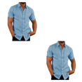 thumbnail image 3 of stanreset 1/2/3 Fête Randonnée Chemise Homme Simple Boutonnage Été Boutonnée Manches Courtes Polyester Mode Cadeau d'Anniversaire Bleu TTG 2 Pcs, 3 of 6