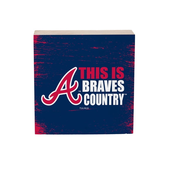 Atlanta Braves 6" Square Fan Chant Wood Block Shelf Sign