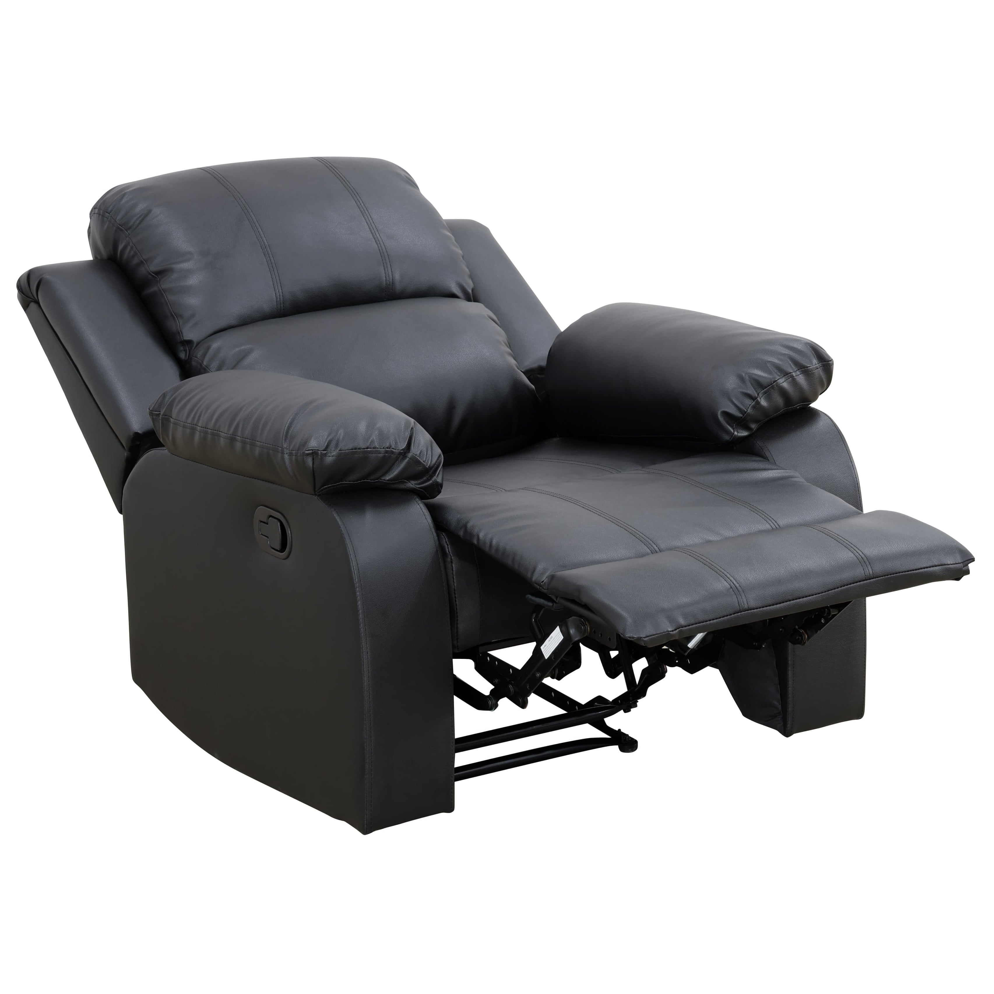 TrumanPick Manual Recliner Chair,Overstuffed reclining Armchair Home Theater Sofa Recliner for Living Room, Black