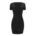 thumbnail image 4 of Ichuanyi Woman Dress, Clearance Summer Women's Fashion Casual Solid Color V-Neck Sexy Slim Short Sleeve Dress, 4 of 7