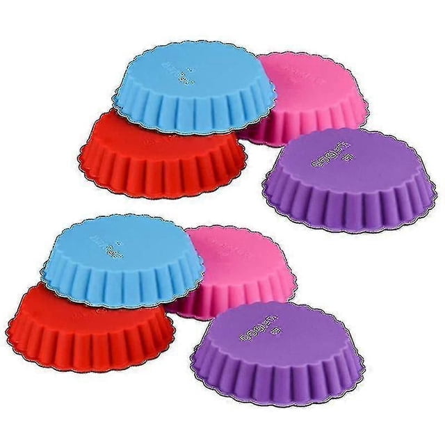 8 moldes de silicona para pasteles, moldes redondos antiadherentes para tartas, moldes redondos acanalados para hornear flan y muffins, Qu