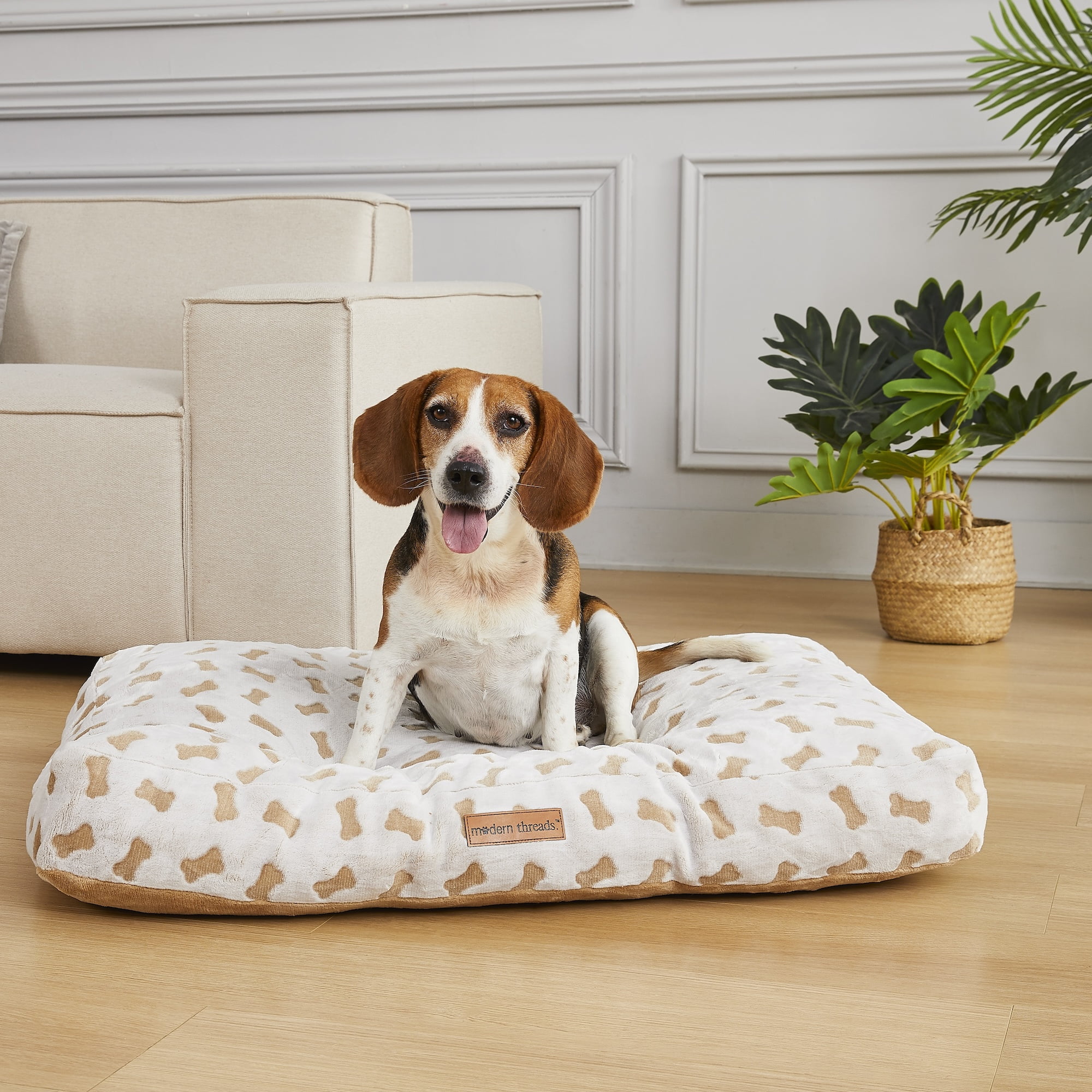 Modern Threads Ultra Plush Orthopedic Memory Foam Pillow Bed for Large Dogs, Beige