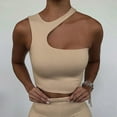 thumbnail image 2 of ZQUUVOU Tank Top For Women One Off Shoulder Summer Sleeveless Solid Camisoles Blouses (Beige,L), 2 of 3