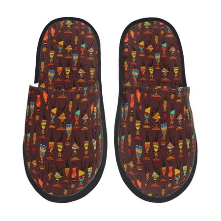 

Adobk Dancing African Women1 Print Slippers Indoor Outdoor Retro Slippers House Soft Fluffy Slides Cushion Furry Slippers-Large