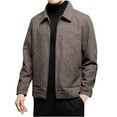 thumbnail image 4 of Wyobmus Men's Wool Blend Jacket Stand Collar Casual Winter Warmed Long Sleeve Pea Coat With Pocket Coffee, 4 of 4