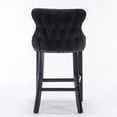 thumbnail image 5 of MIKIBAMA Black Velvet Barstools with Button Tufted Wooden Legs, Modern Counter Height Bar Chairs, Set of 2, 5 of 11