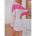 thumbnail image 3 of Women's Button Down Blouses Color Block Shirts Casual Long Sleeve Loose Fit Tops, 3 of 8