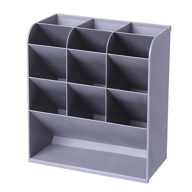 Organizador de escritorio con portalápices, organizador de pinceles de maquillaje y lápiz labial y accesorios, con 13 compartimentos, 20,5 x 19 x 9,2 cm