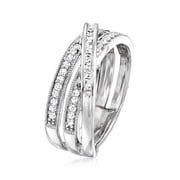 Ross-Simons 0.33 ct. t.w. Round and Baguette Diamond Crisscross Highway Ring in Sterling Silver, Women's, Adult