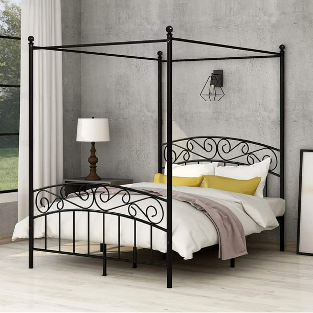 Metal Canopy Bed Frame With Headboard, Mainstays Canopy Bed Instructions