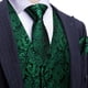 thumbnail image 2 of Conjunto de chaleco y corbata Barry.Wang de seda verde esmeralda para hombre, 2 of 5