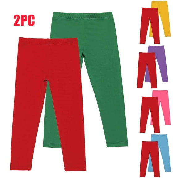 Kinrui 2PC Leggings for Girls, Size 3-12 Stretch Comfy Buttery Soft Solid Color Yoga Pants Yellow 9 Years