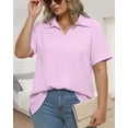 thumbnail image 5 of Oryer Womens Plus Size Tops V Neck Trendy Tunic Polo Casual Shirts Short Sleeve Womens Blouses Summer, 5 of 7
