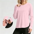 thumbnail image 2 of jobturf Long Sleeve Athletic Shirts for Women Curved Hem Side Split Sun Shirt UV Protection Casual Workout Tops M, 2 of 9