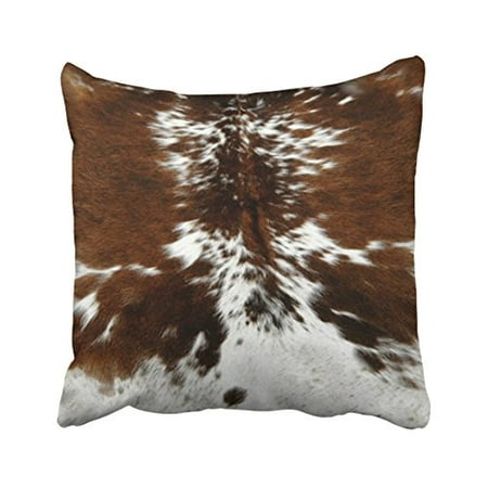 WinHome Decorative Decorative Tri Color Brown Cowhide Print Throw Pillow Covers Size 18x18 inches Two