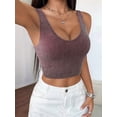 thumbnail image 3 of Osfvolr Women'S Sleeveless Crop Tops Ribbed Square Neck Cropped Tank Top Brown M, 3 of 5