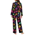 thumbnail image 4 of Garronmavis Dog Paws Women's Sleepwear 2-Piece Pajama Set Long Sleeve Button Front Shirt & Stretchy Pants V-Neck Design Comfortable & Stylish Nightwear for Ladies, 4 of 7