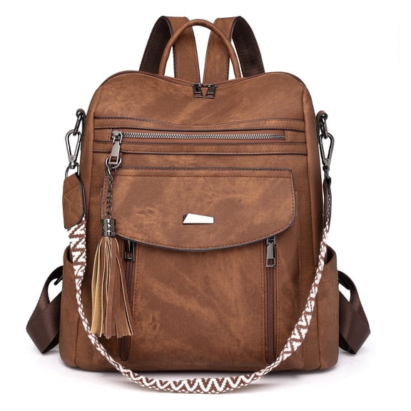 GOIACII Backpack Purse for Women Travel Backpack PU Leather Ladies Handbag Designer Ladies Fashion Travel Shoulder Bags with Tassel