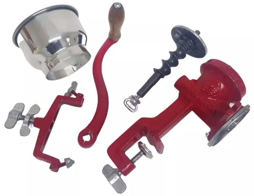 Made in Mexico Mexican Cast Aluminum Hand Crank Manual Corn Grinder For Wheat Grains coffee Nut Mill Tall Metal Hopper Red