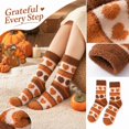 thumbnail image 2 of Thanksgiving Coral Fleece Socks Soft Plush Crew Socks With Heart Pattern Fuzzy Striped Cozy Indoor Home Socks For Women, 2 of 5
