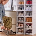 thumbnail image 2 of VONKY PP Transparent Shoe Cabinet Organizer Box Foldable Storage Solution 3. Flip Up Door For Easy Access transparent 6 layers, 2 of 6