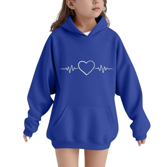 ATOGUTA Sweatshirts For Girls Long Sleeve Pullover Top Hoodie Kids Fall Winter Sweatshirts Size 5T-15, Blue
