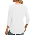 thumbnail image 5 of GuangCheng Crew Neck Pleated Blouses for Women 3/4 Length Sleeve T Shirts Casual Fall Tunic Basic Trendy Tops, 5 of 6