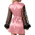 thumbnail image 4 of Tawop Women's Pajamas Mesh Sleeve Robes Womens Sleepwear Lingerie Deep V, 4 of 7