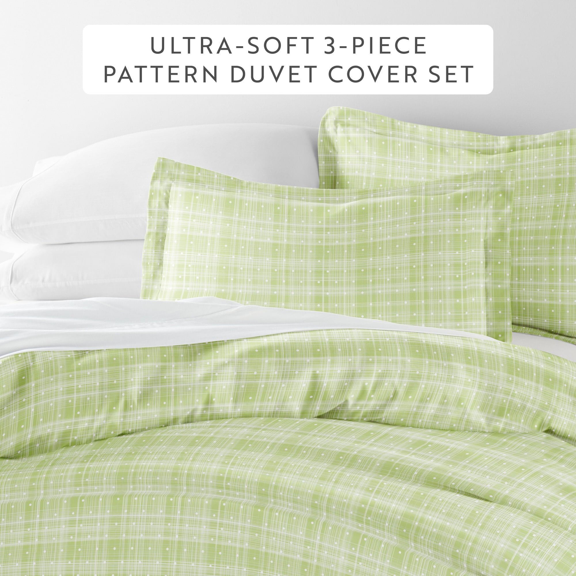 Noble Linens Moss Polka Dot Pattern Duvet Set 3-Piece Duvet Cover Set, Full/Queen