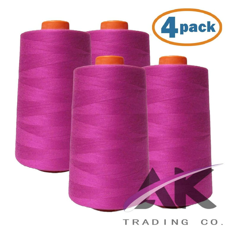 AK Trading 4-Pack HOT Pink All Purpose Sewing Thread Cones (6000 Yards  Each) of High Tensile Polyester Thread Spools for Sewing, Quilting, Serger  Machines, Overlock, Merrow & Hand Embroidery. 
