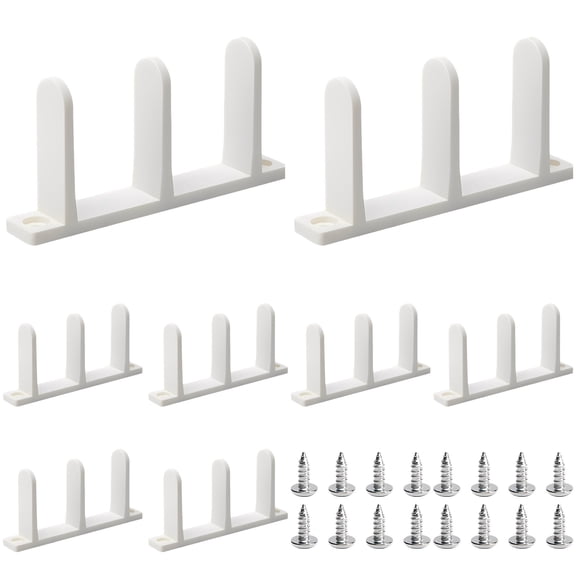 8 Pcs Sliding Closet Door Floor Guide, Plastic Floor Mount Guide with Screws, White Sliding Door Bottom Guide, 4.75 in Length, Universal for 1-3/8 in Thick Door