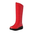 thumbnail image 2 of Bnwani Women Boots Knee High Boots Toe Mid-Heel Thick Knee-High Casual Snow Boot Red Size 9, 2 of 9