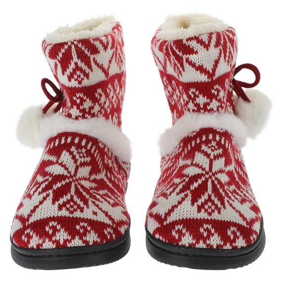 LULULION 1 Pair Funny Slippers for Women Red Rubber Plush Comfortable Winter Shoes