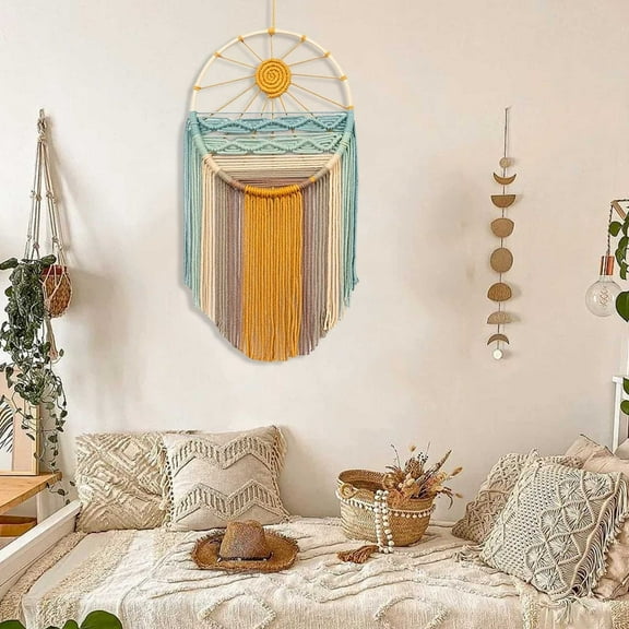 Extra Large Boho Dream Catcher Wall Decor Handmade Woven Macrame Tapestry Sun Art for Bedroom Living Room Nursery Girls Room Teen Room Home Decoration Bohemian Style