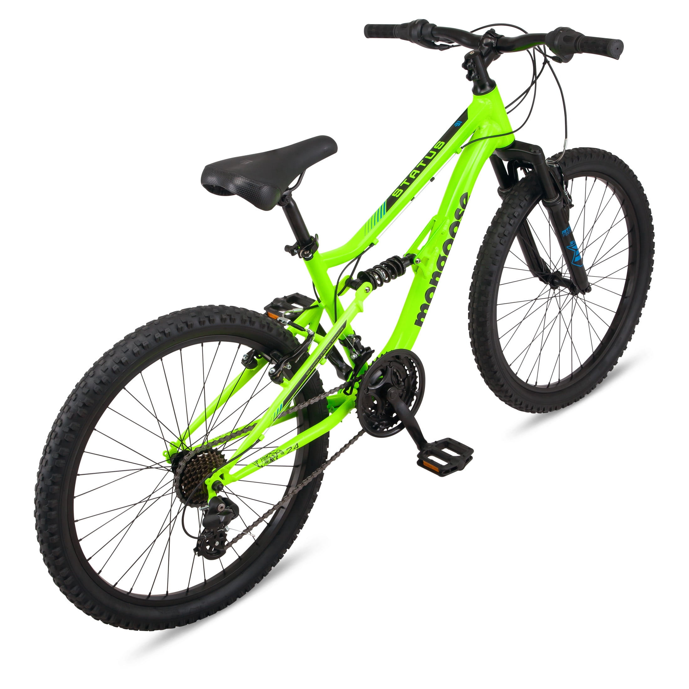 Mongoose Status Dual Suspension Mountain Bike, 24-Inch Wheels, 21 Speeds, Yellow