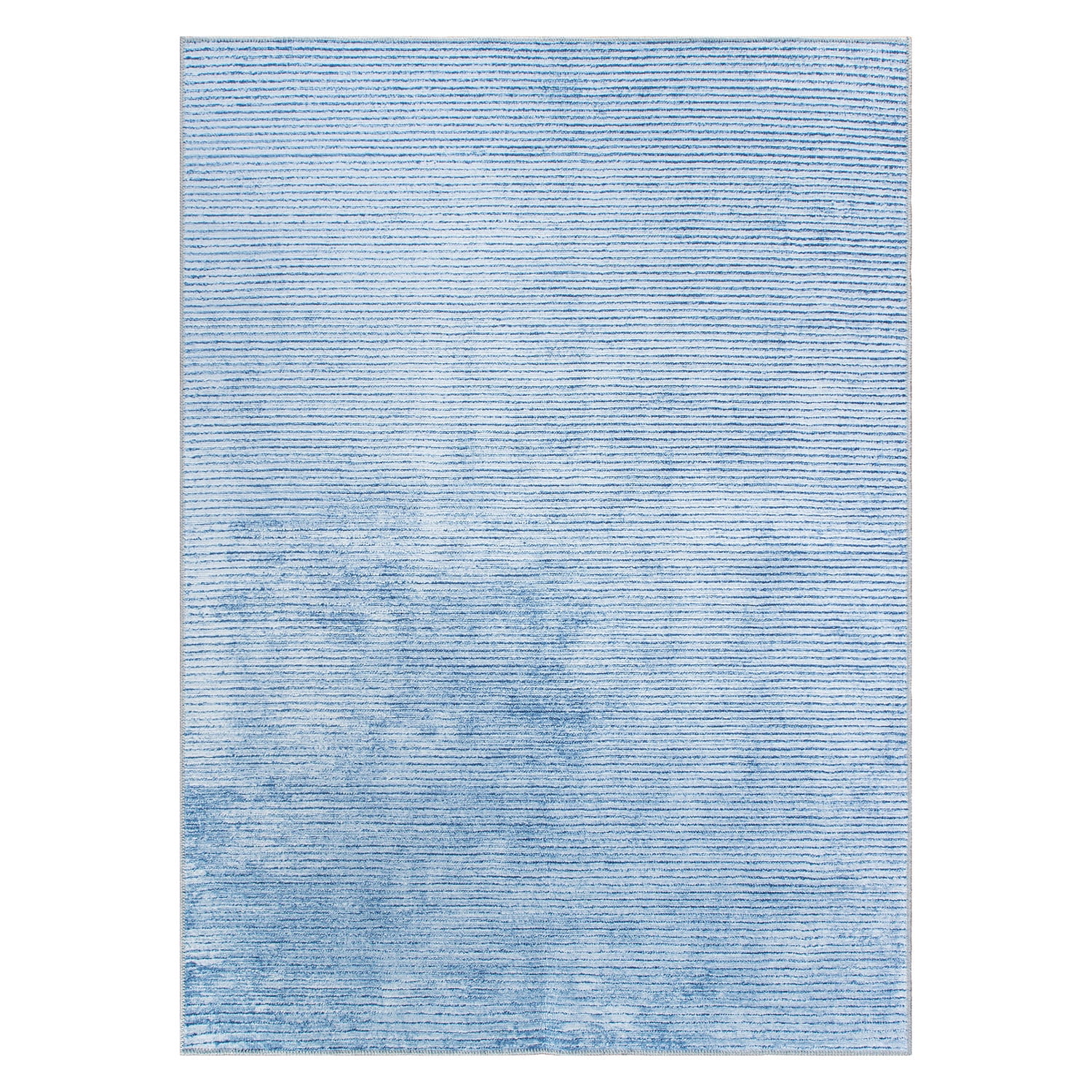 World Rug Gallery Contemporary Distressed Stripe Machine Washable 7'7"x9'6" Blue Area Rug