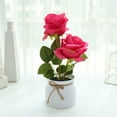thumbnail image 4 of Artificial Potted Flower Fake Flowers in Pot Silk Rose Bouquet Decoration with Ceramics Vase Fake Plants Floral Arrangement for Table Centerpieces Home Office Wedding Decor, 4 of 8
