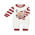 thumbnail image 4 of 2PCS Adultes Hommes Femmes Enfants Bébé Garçons Filles Parent-Enfant Vêtements de Nuit Manches Longues Imprimé Wapiti Pantalons Blancs à Rayures Rouges Blanc Maman S, 4 of 7