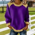 thumbnail image 4 of zbxnLI Oversized Sweatshirt for Women Knit Color Block Shirts Crew Neck Long Sleeve Shirt Casual Pullover Sweatshirt Tops, 4 of 5