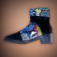 thumbnail image 3 of NECHOLOGY Botas Mujer Adulto Femenino Zapatos Botines de mujer Botas de a la moda para mujer con estampado de bloques de colores, cómodas, de tacón grueso, a media , de talla grande (Black, 8), 3 of 6
