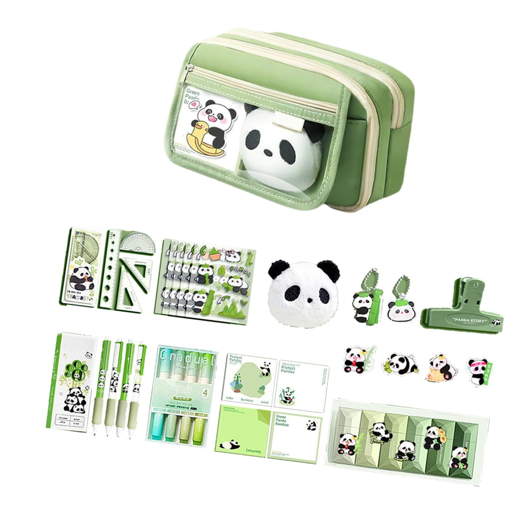 Durabless Canvas Pencil case Set With Stylish Cultural Panda Pattern And Zipper
