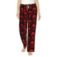 thumbnail image 2 of Goofa Red Skulls Printed Soft Pajama Pants for Women, Wide Leg Comfy Casual Lounge Yoga Pants-Large, 2 of 9