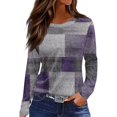 thumbnail image 3 of Sweaters for Women Long Sleeve Tops Round Neck Loose Casual Blouses Hot Pink 3XL, 3 of 6