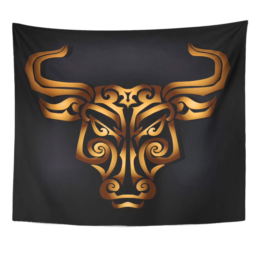 ZEALGNED Scythian Golden Bull Head Black Maori Face Tattoo Mask Taurus  American Astrology Wall Art Hanging Tapestry Home Decor for Living Room  Bedroom Dorm 60x80 inch 