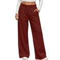 thumbnail image 5 of THNCYX Womens Solid Color Sweatpants With Pockets Elastic High Waist Long Casual Pants, 5 of 9