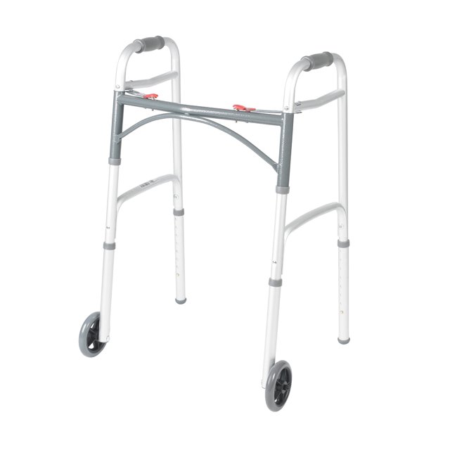 Drive Medical Deluxe - Andador plegable de dos botones con ruedas de 5 pulgadas Drive Medical MX NA