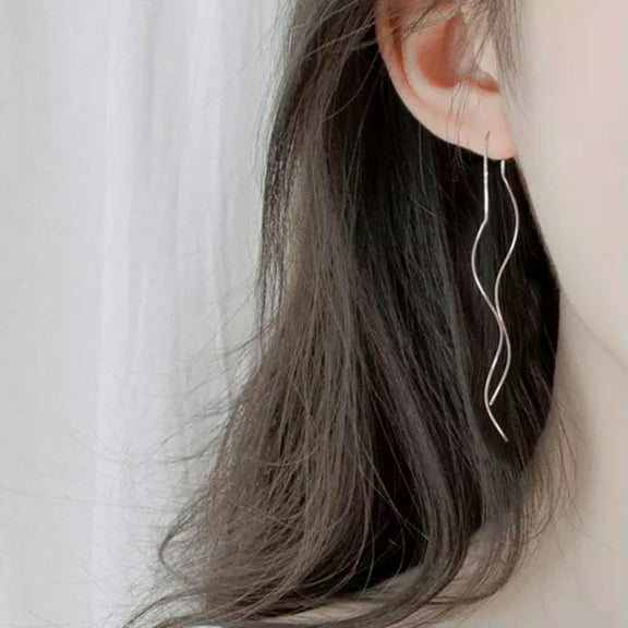 GKNET Minimalist 925 Sterling Silver Ear Thread Twisted Line Threader Earrings
