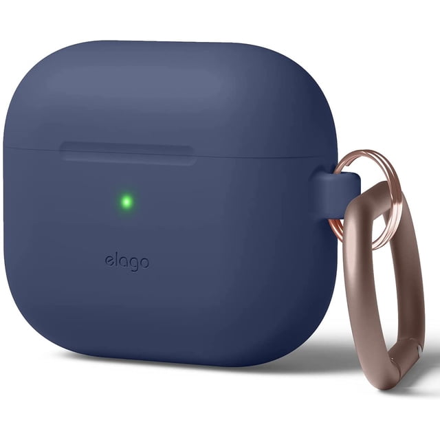 AmPm Silicone Case Compatible with AirPods 3 Case Cover - Compatible with AirPods 3rd Generation, Carabiner Included, Supports Wireless Charging, Shock Resistant, Full Protection (Sand Pink)