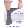 thumbnail image 3 of Hugh Ugoli Men's Loose Diabetic Ankle Socks Bamboo, Wide, Thin, Seamless Toe and Non-Binding Top, 4 Pairs, Dark Grey, Shoe Size: 8-11, 3 of 6